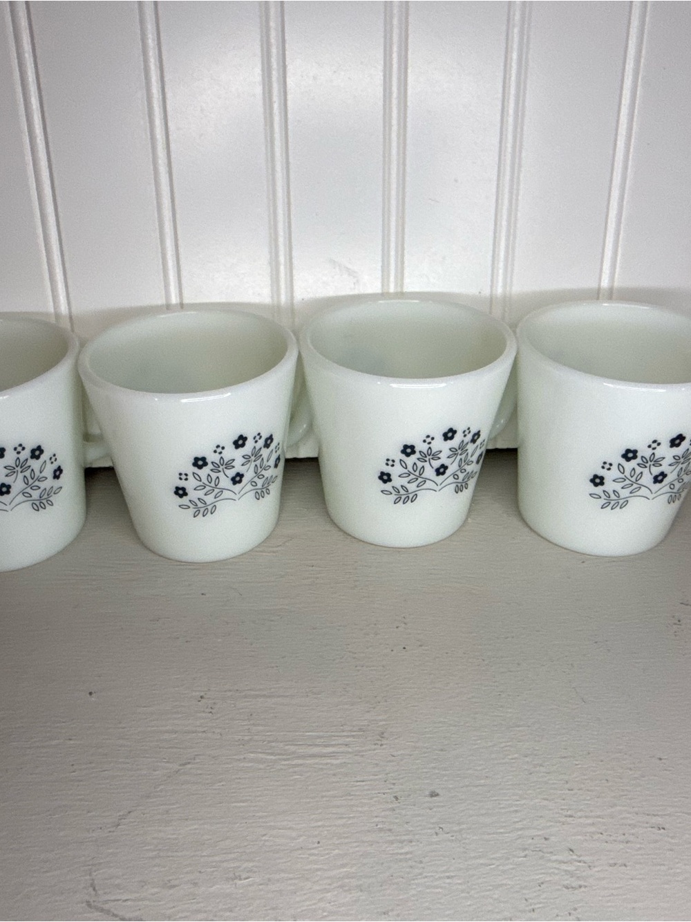 Set Of 4 Vintage Pyrex Mugs Summer Impressions Blue Floral 300 ml. Coffee Mug